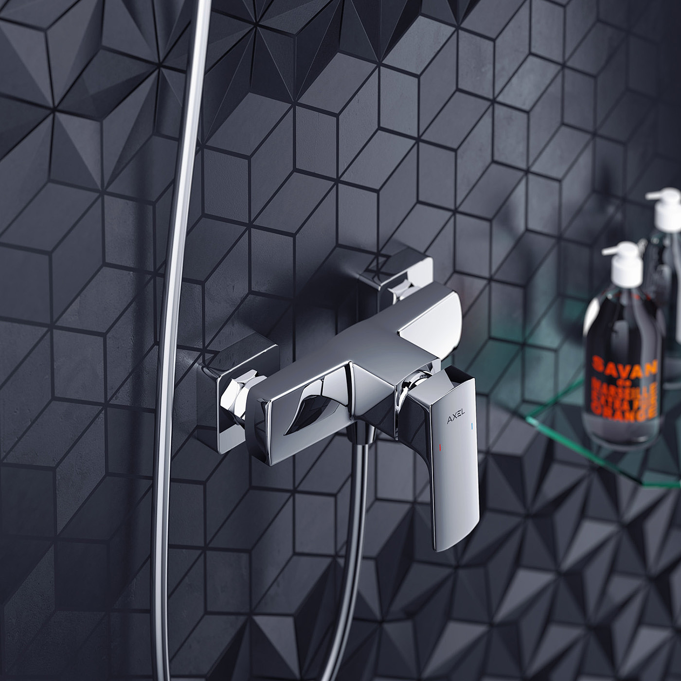 water tap，Shower head，Rendering，stainless steel，
