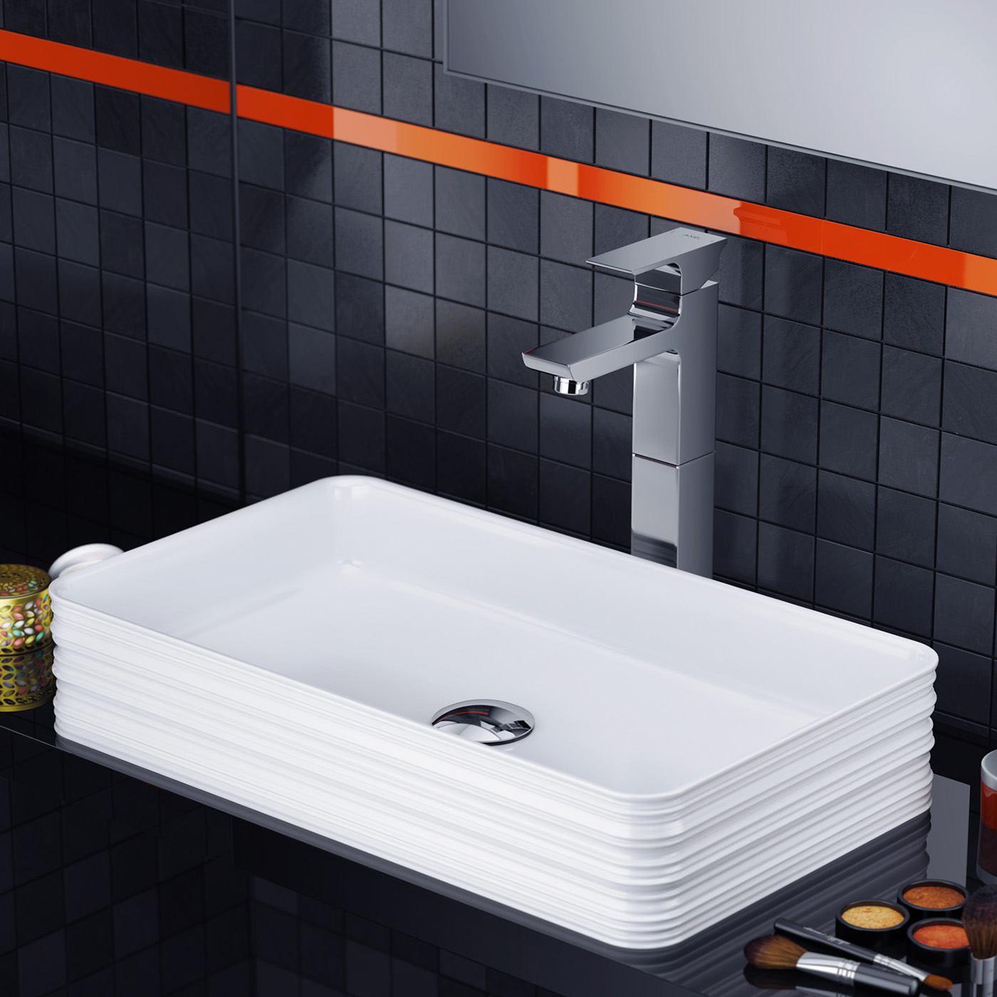 water tap，Shower head，Rendering，stainless steel，