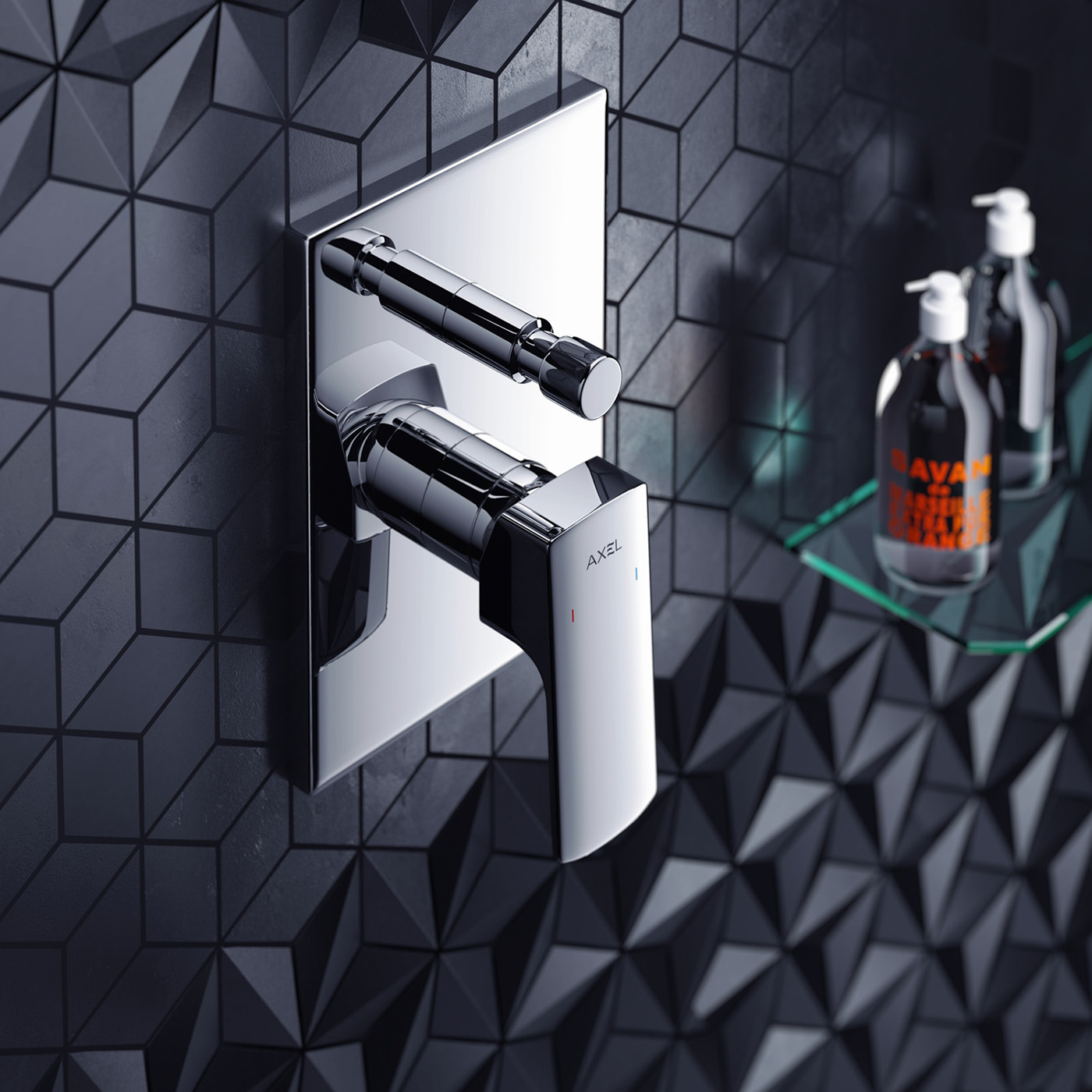 water tap，Shower head，Rendering，stainless steel，