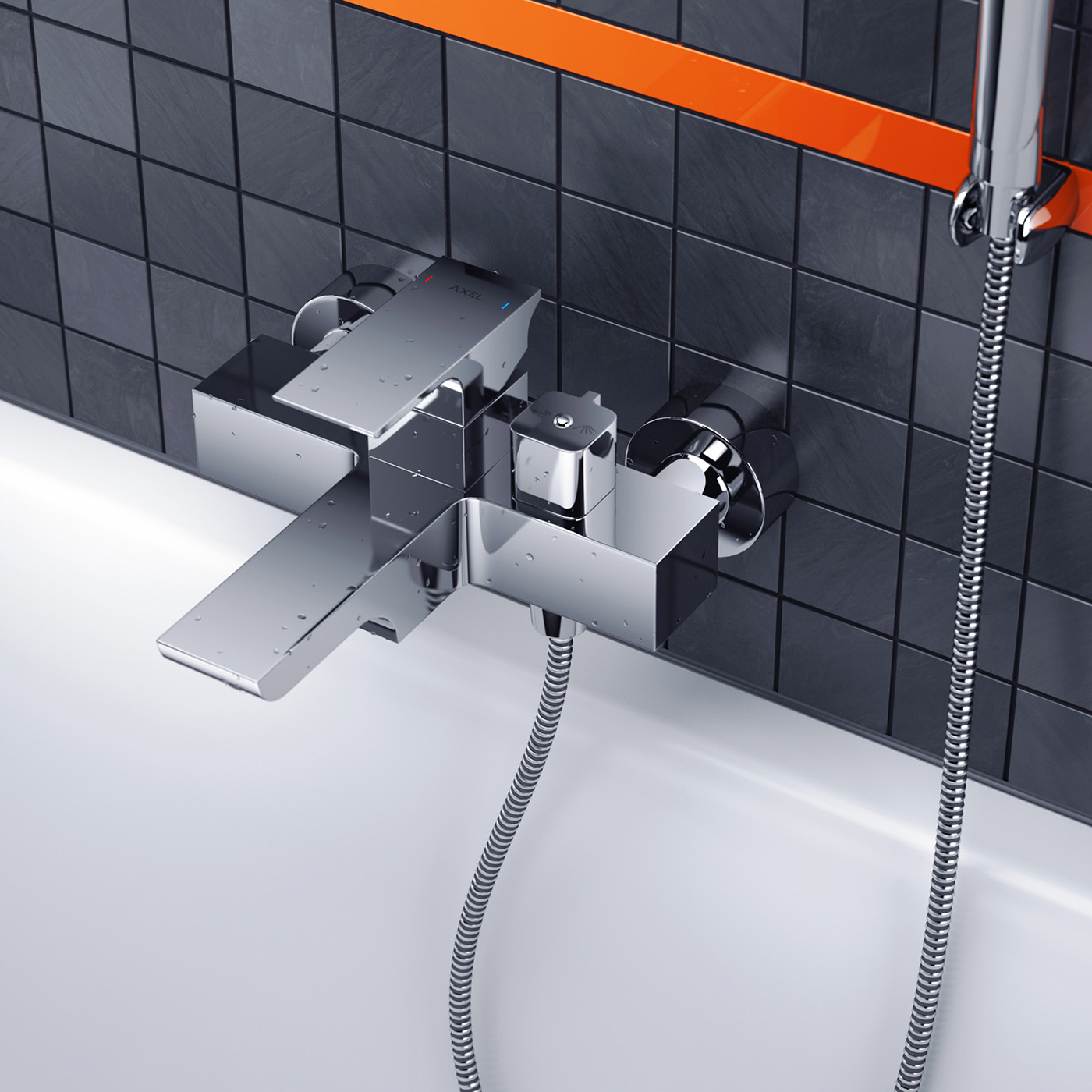 water tap，Shower head，Rendering，stainless steel，