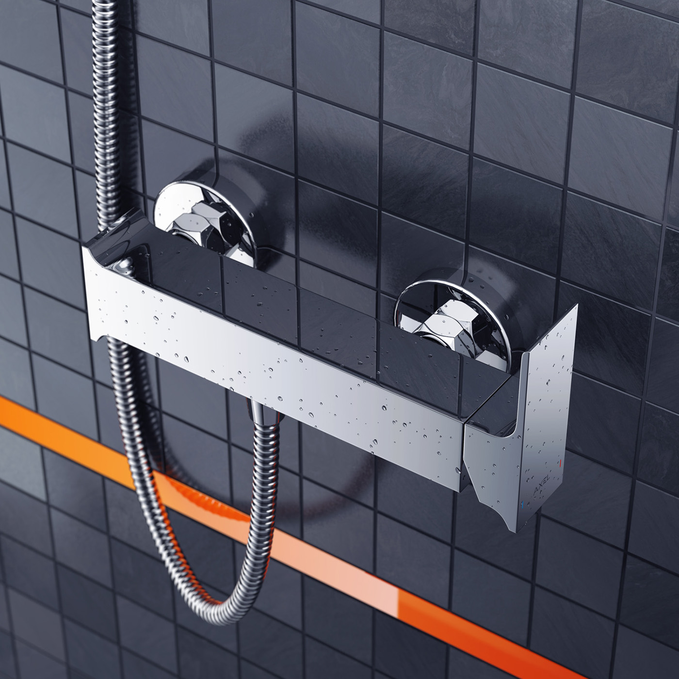 water tap，Shower head，Rendering，stainless steel，