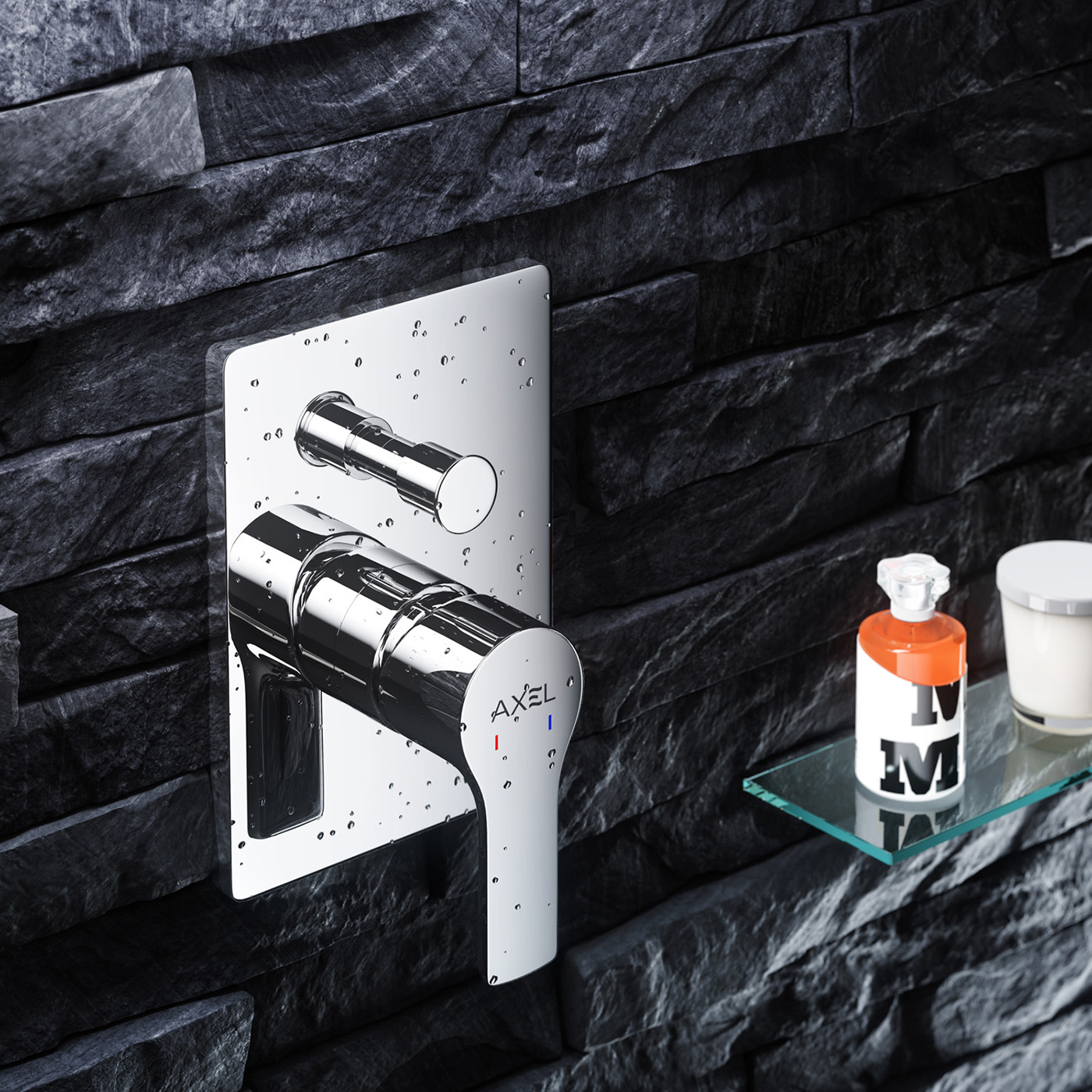 water tap，Shower head，Rendering，stainless steel，