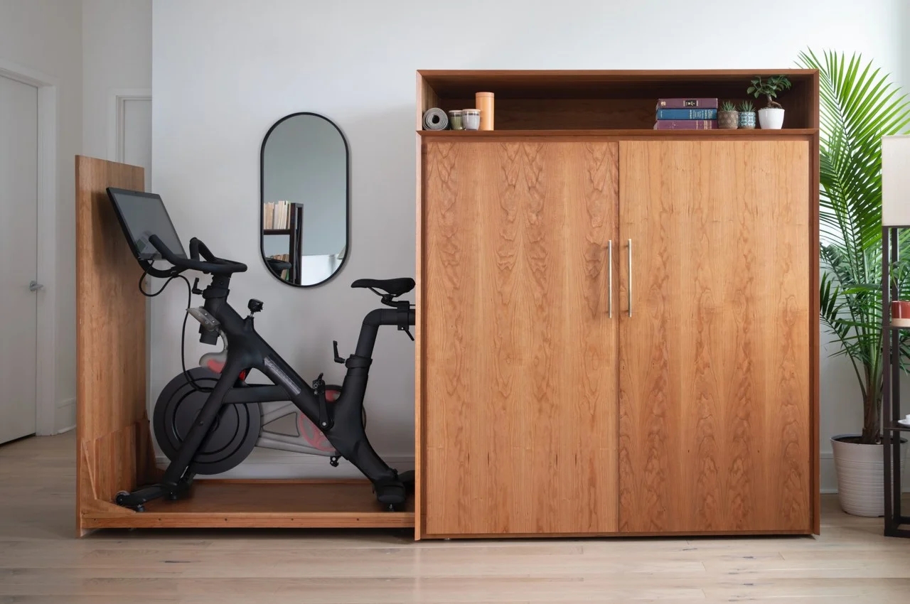 cupboard，furniture，Exercise bike cabinet，practical，wooden ，