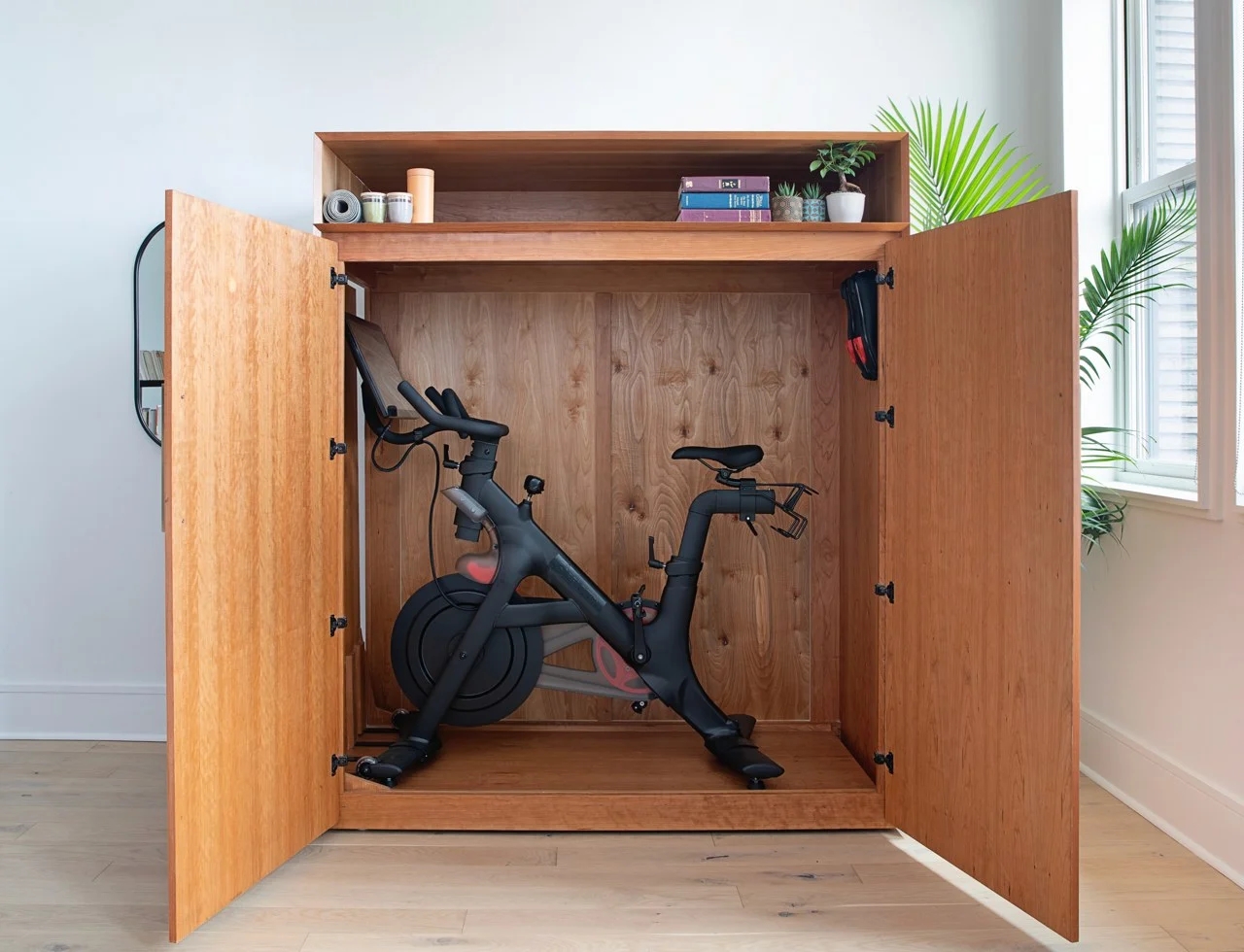 cupboard，furniture，Exercise bike cabinet，practical，wooden ，