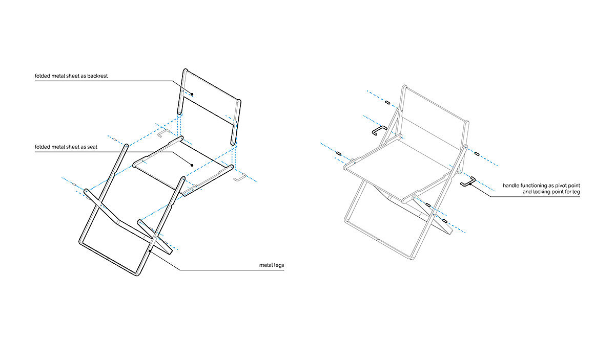 chair，Folding chair，simple，Metal，