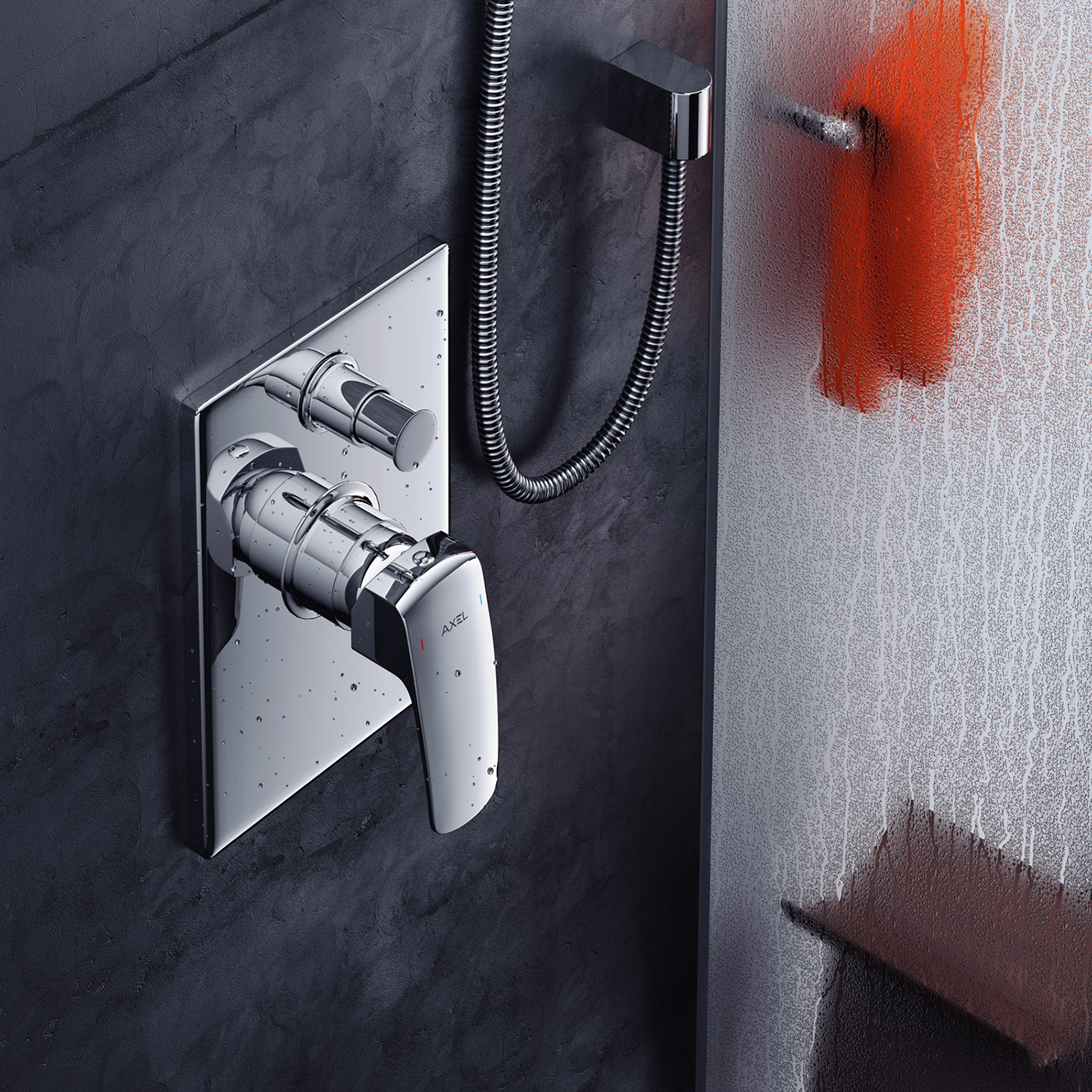 water tap，Shower head，Rendering，stainless steel，