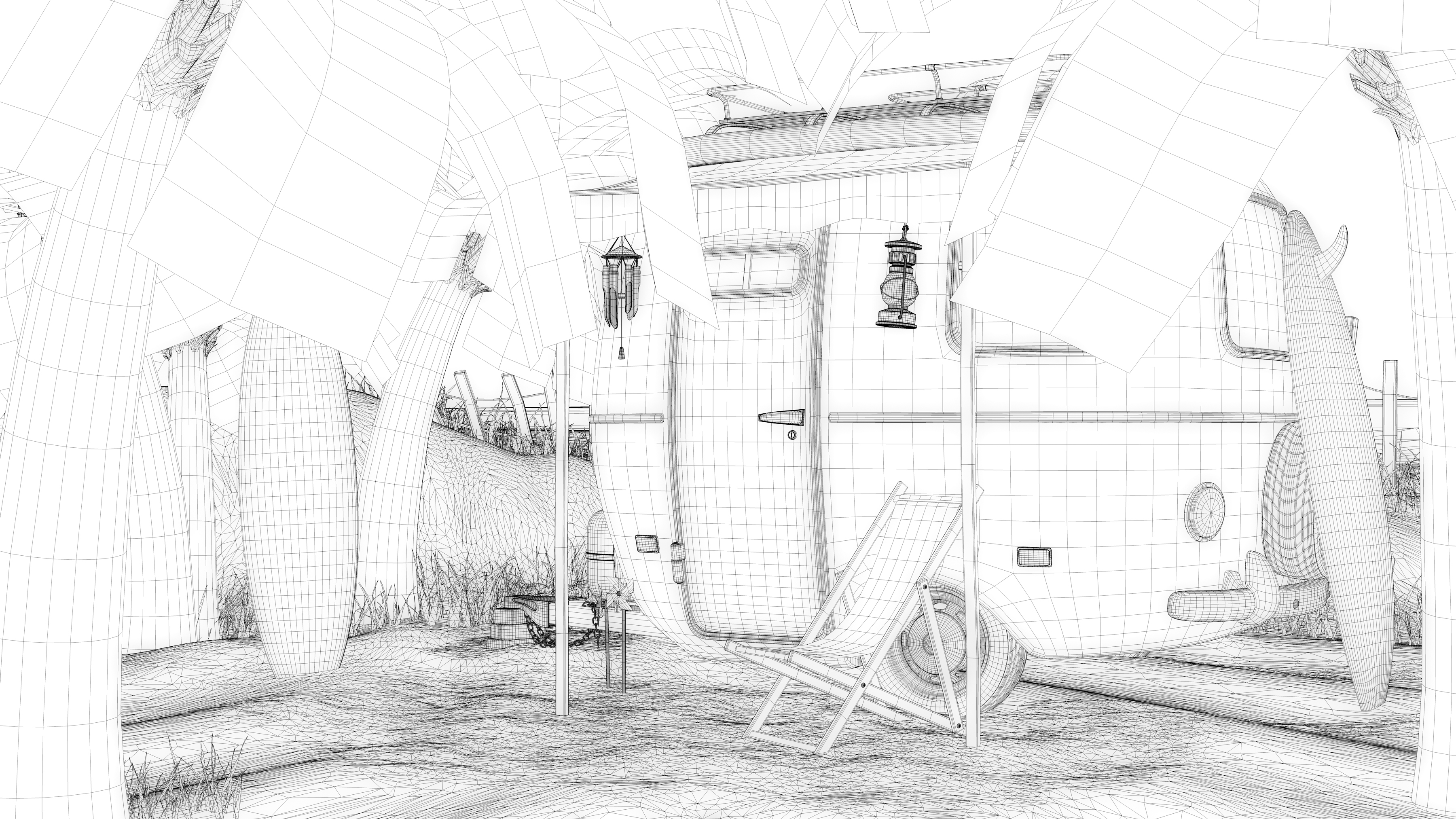 Summer seaside rendering，Car rendering，Realistic scene，Station wagon rendering，