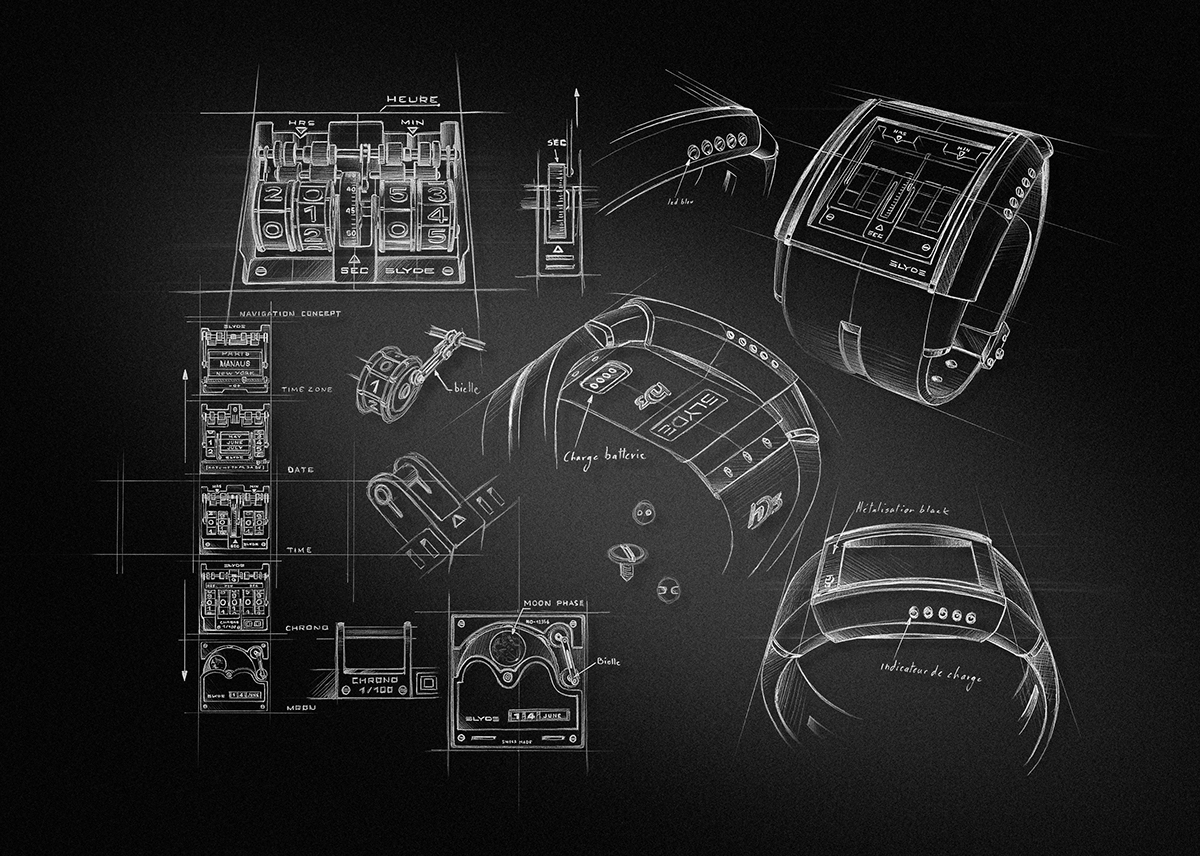 机械感十足的slyde虚拟运动手表设计