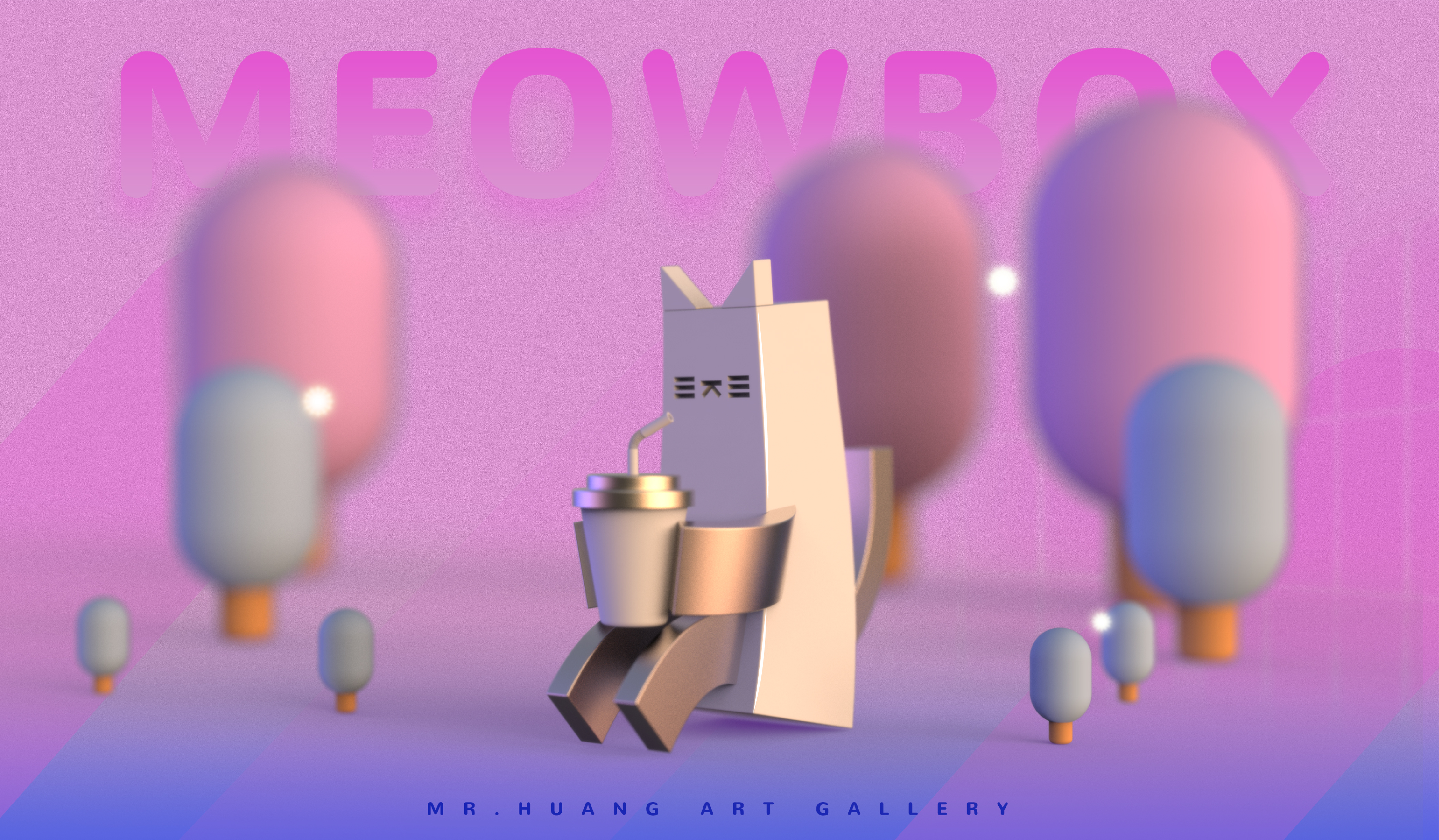 Cultural creation，Garage Kit，Hand drawn，IP，cat，mascot，Tide play，Render，