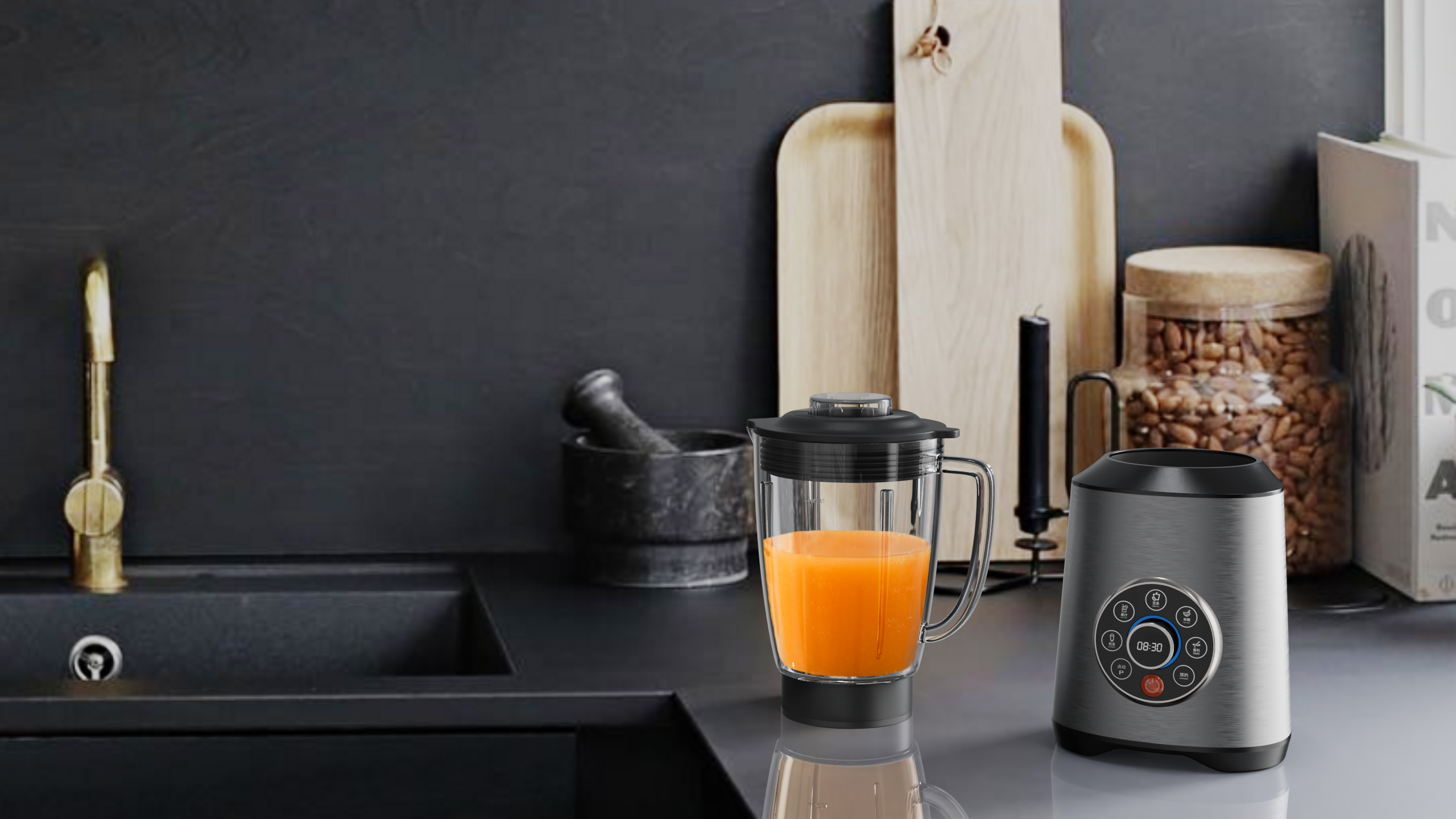 Wall breaker，food processor，Kitchen appliances，Household appliances，Advanced sense，Metallic texture，Juicer，Soybean Milk machine，