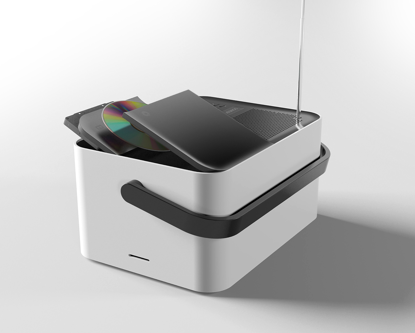 Media Bucket，Multimedia speaker，Portable，Lifting barrel，CD case，magnetic tape，Stereo speaker，Portable audio，