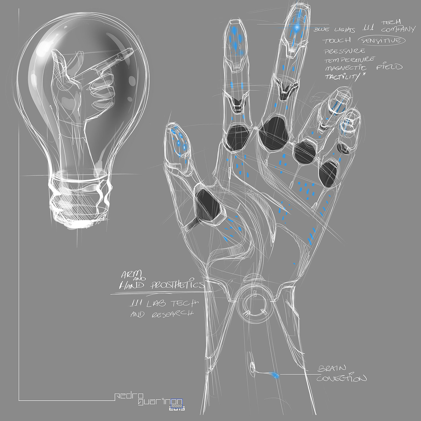 Hand drawn，Prosthesis，process，Mechanical sense，