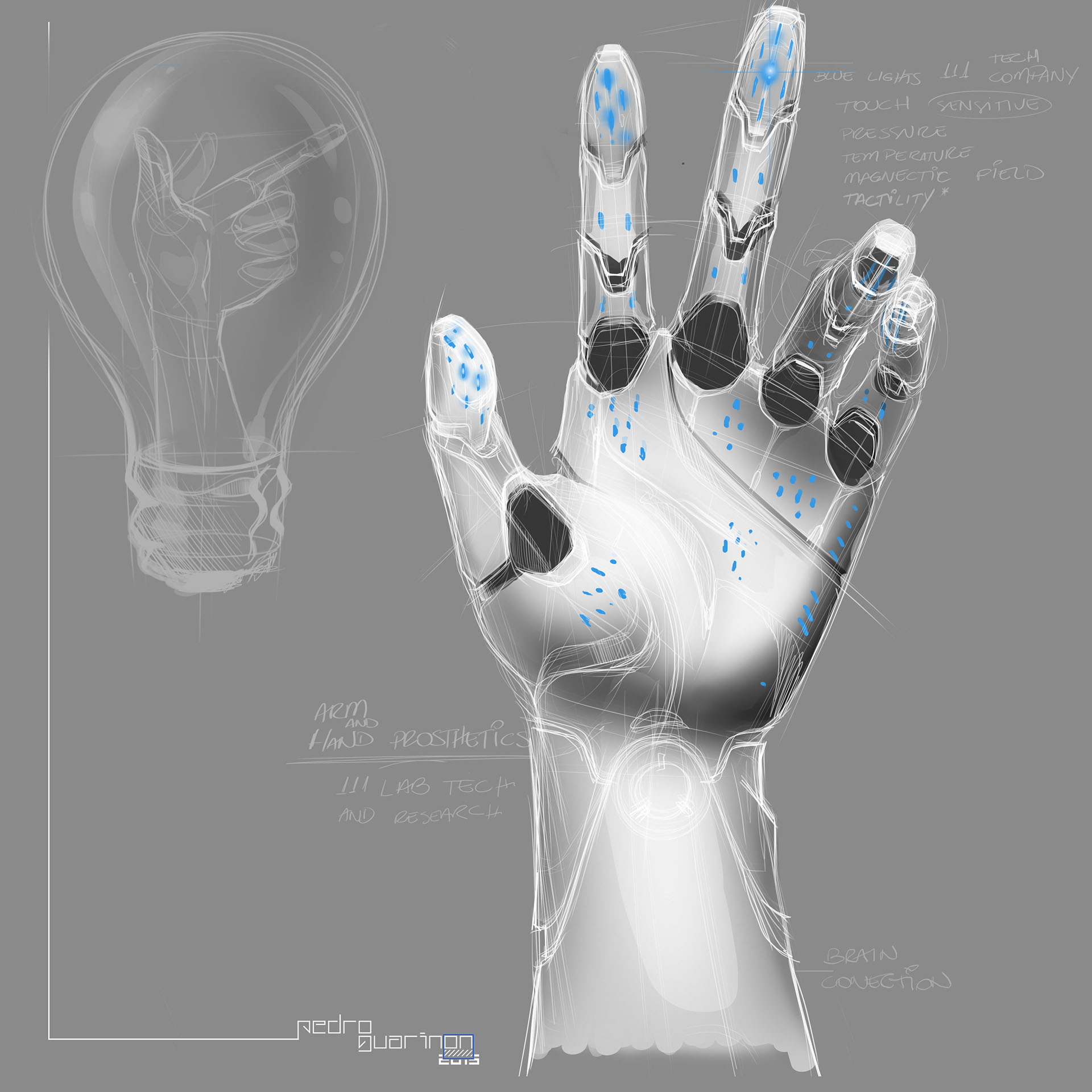 Hand drawn，Prosthesis，process，Mechanical sense，