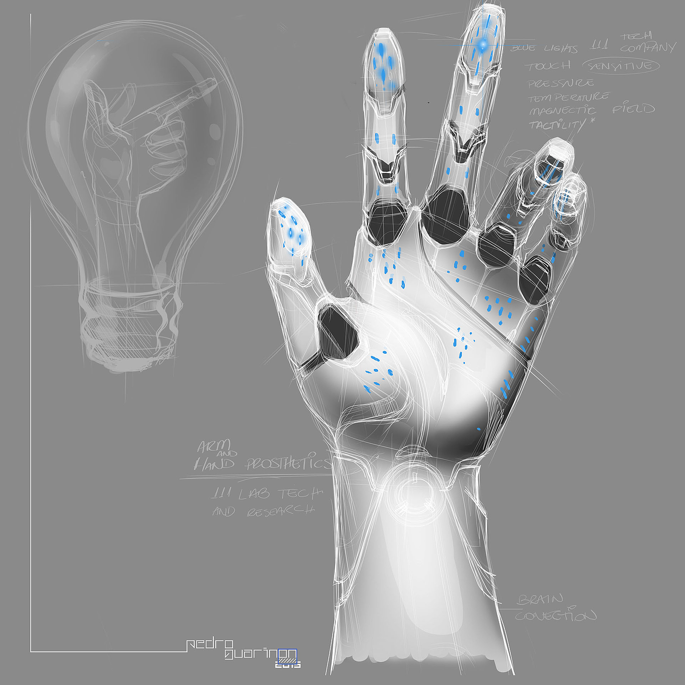 Hand drawn，Prosthesis，process，Mechanical sense，