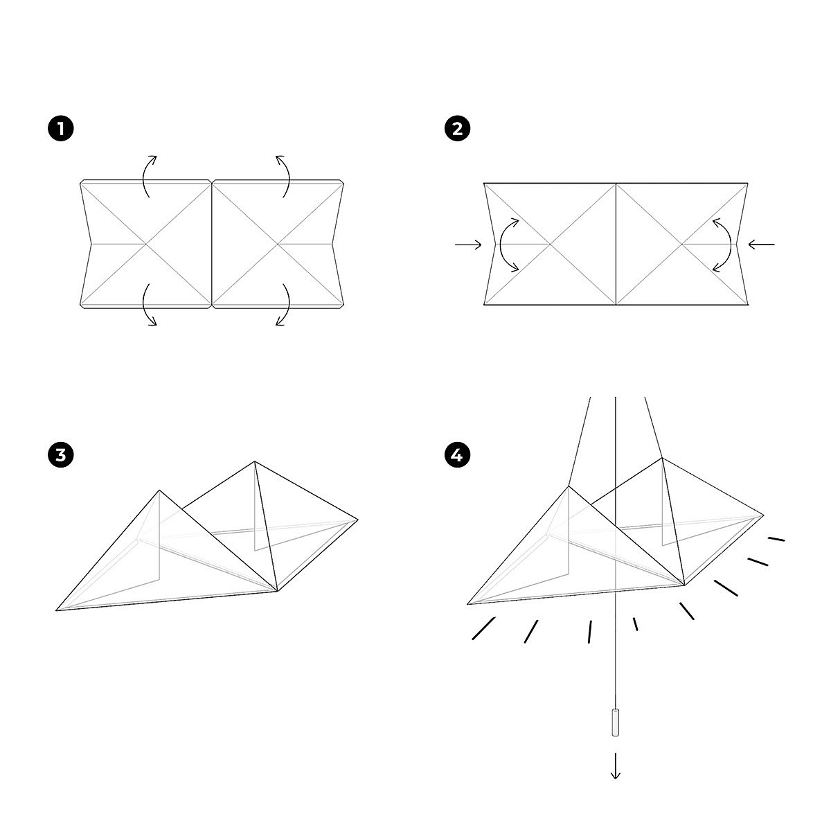 折纸原理，可组装，可折叠，纸质吊灯，ORIGAMI LAMP，