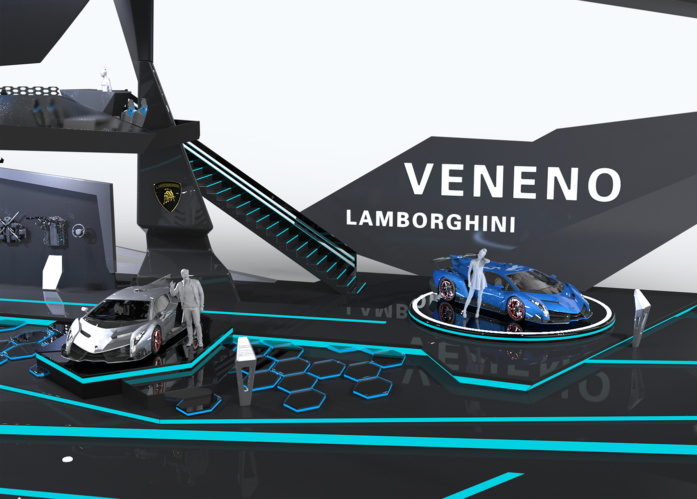 Exhibition hall design，Display design，Lamborghini，Lamborghini exhibition hall design，Sense of science and technology，Sense of aggression，radical，Exhibition hall，