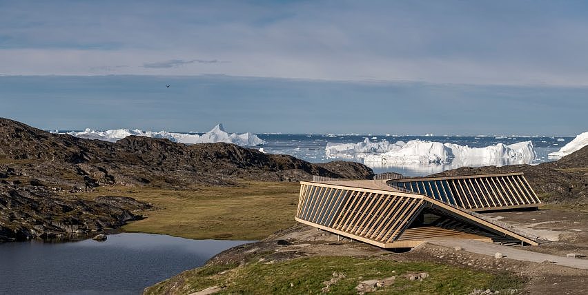 海岸景观，建筑，游客中心，观景台，Icefjord Centre，