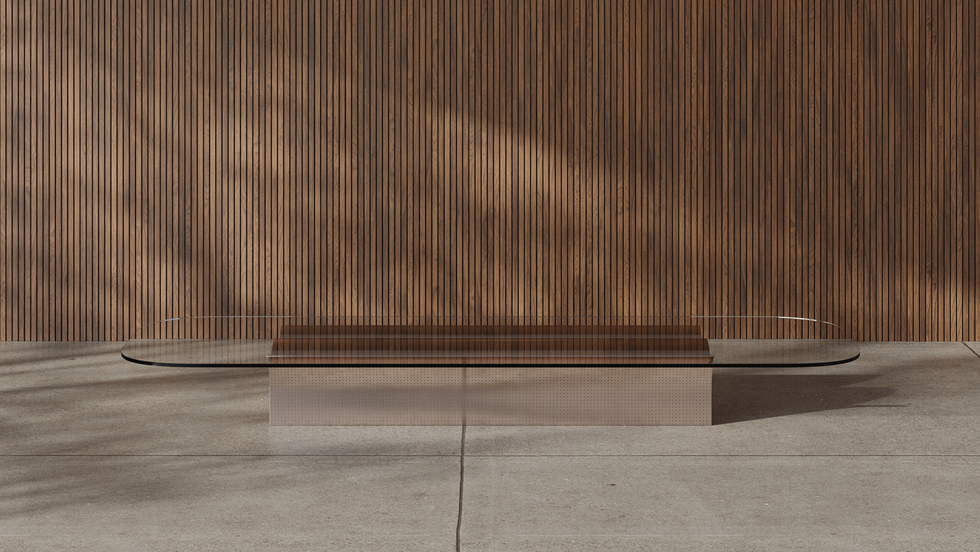 Coffee table，Metal，Glass，