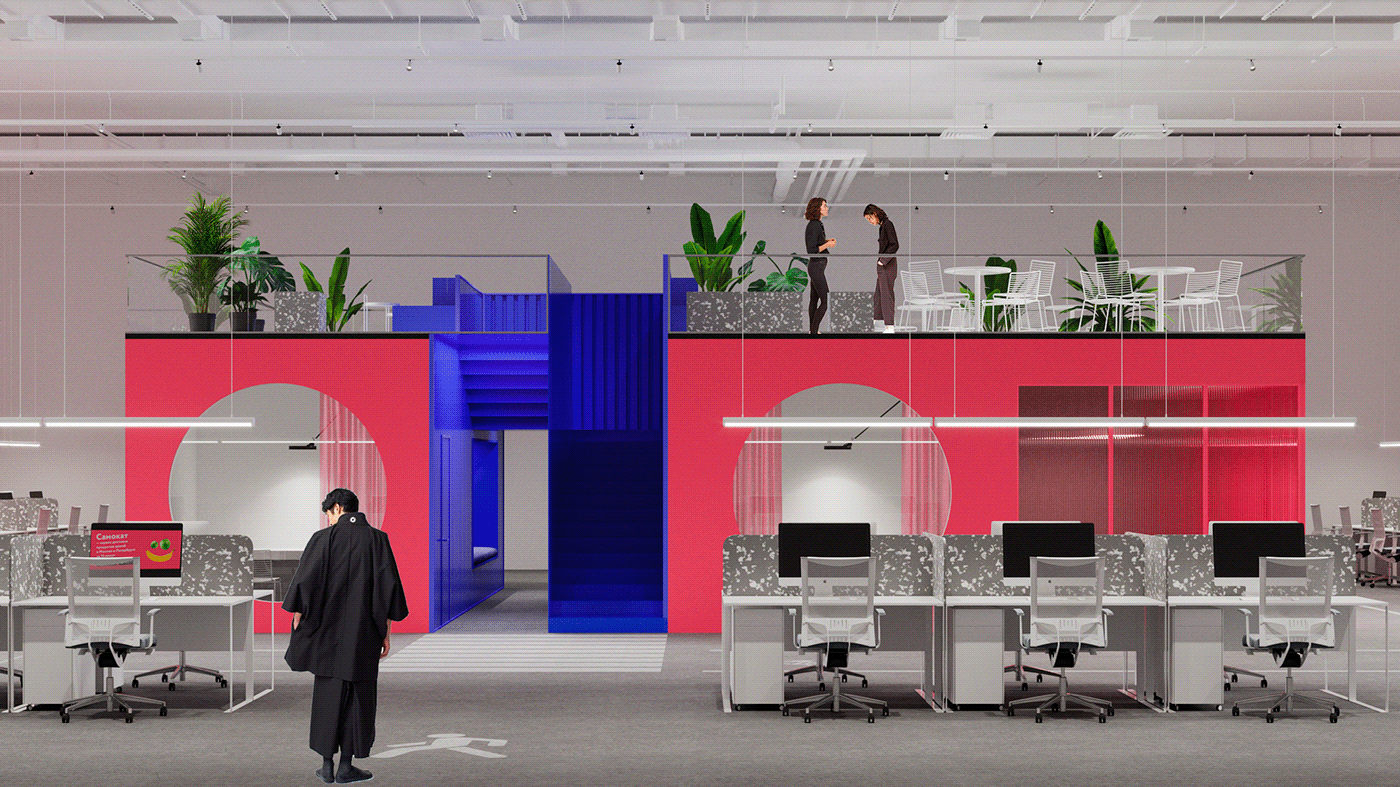 Office design，Minimalism，Pink，