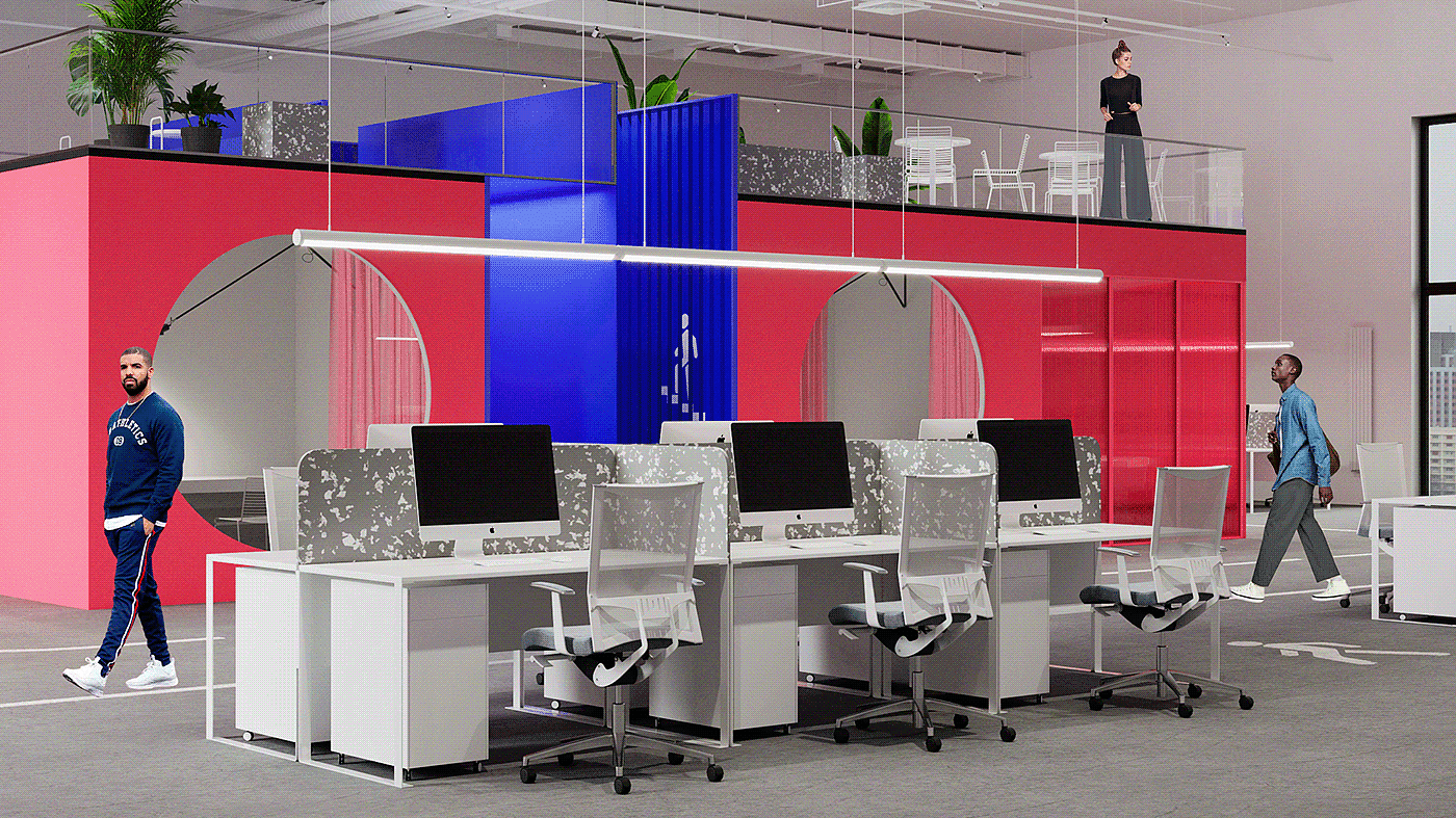 Office design，Minimalism，Pink，
