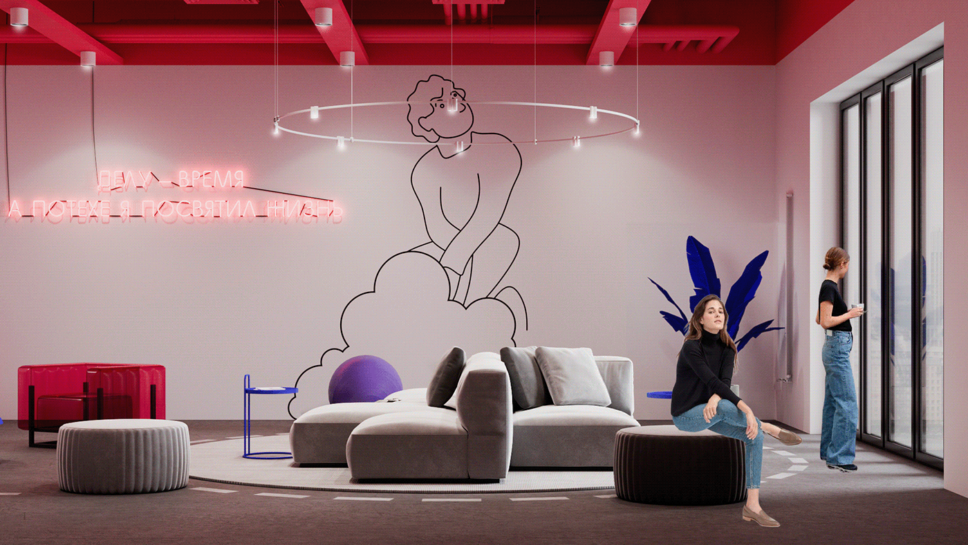 Office design，Minimalism，Pink，