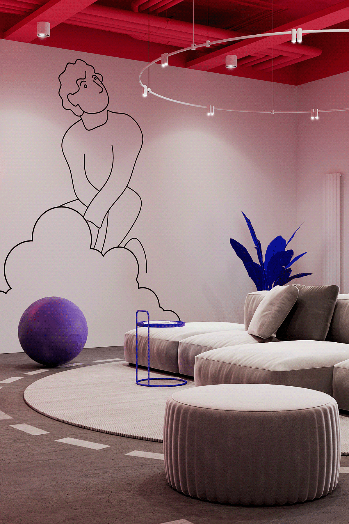 Office design，Minimalism，Pink，