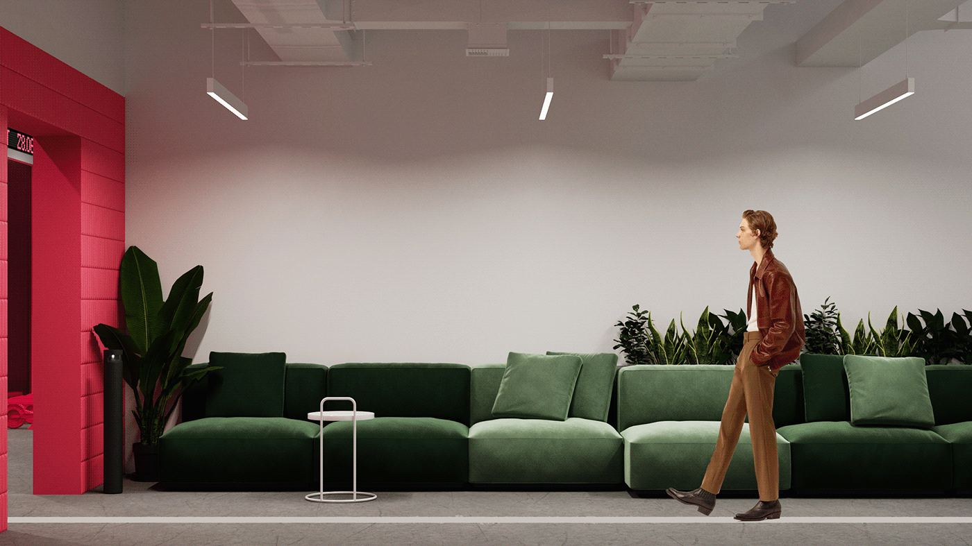 Office design，Minimalism，Pink，