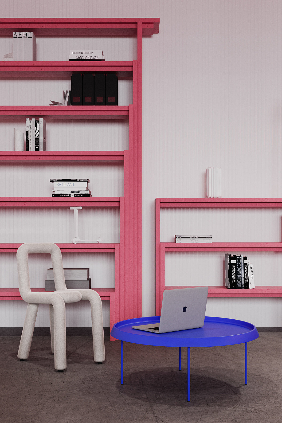 办公室设计，极简主义，粉色，