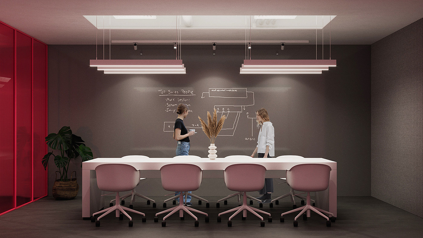 Office design，Minimalism，Pink，