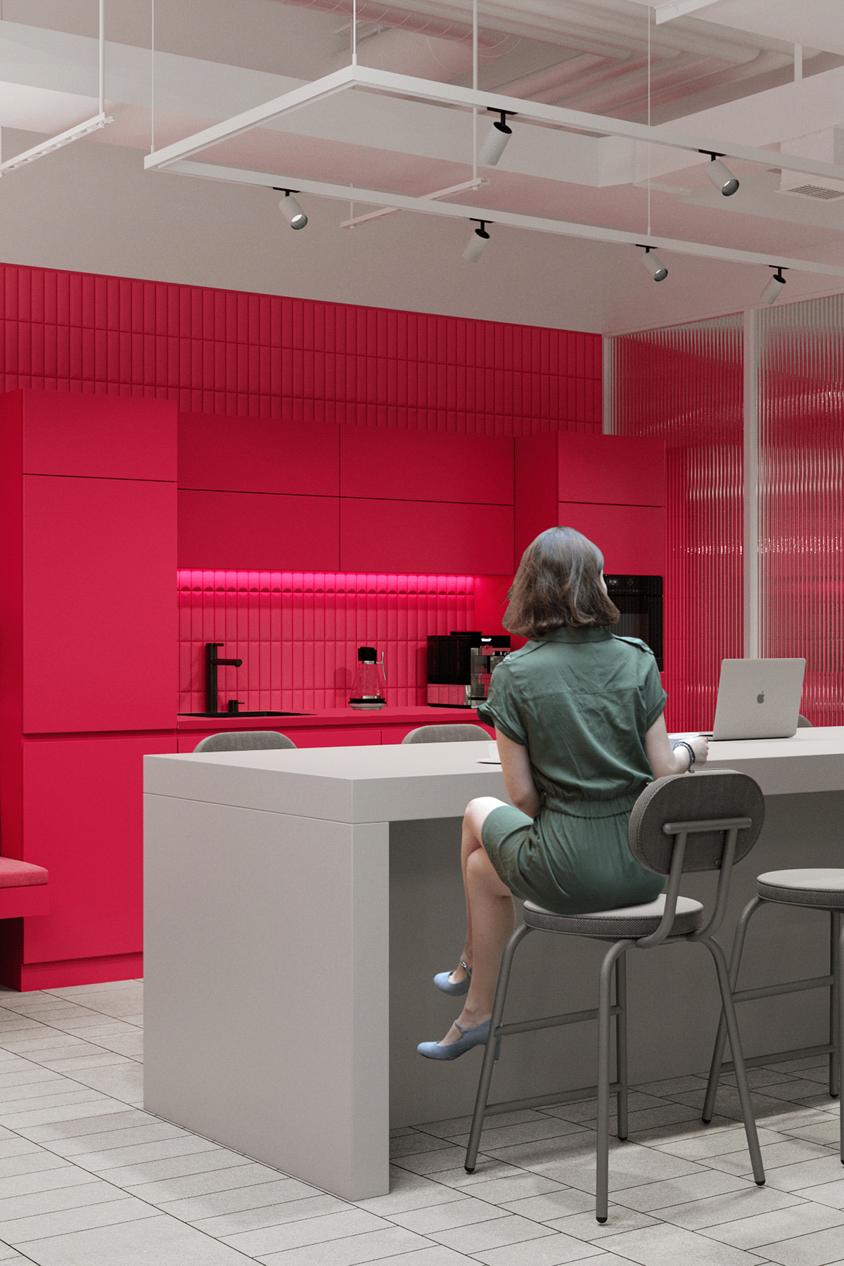 Office design，Minimalism，Pink，