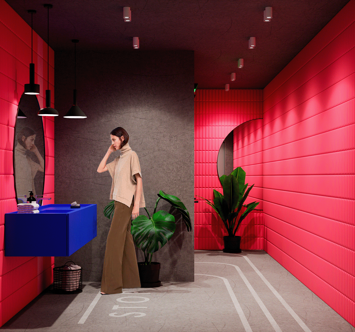 Office design，Minimalism，Pink，