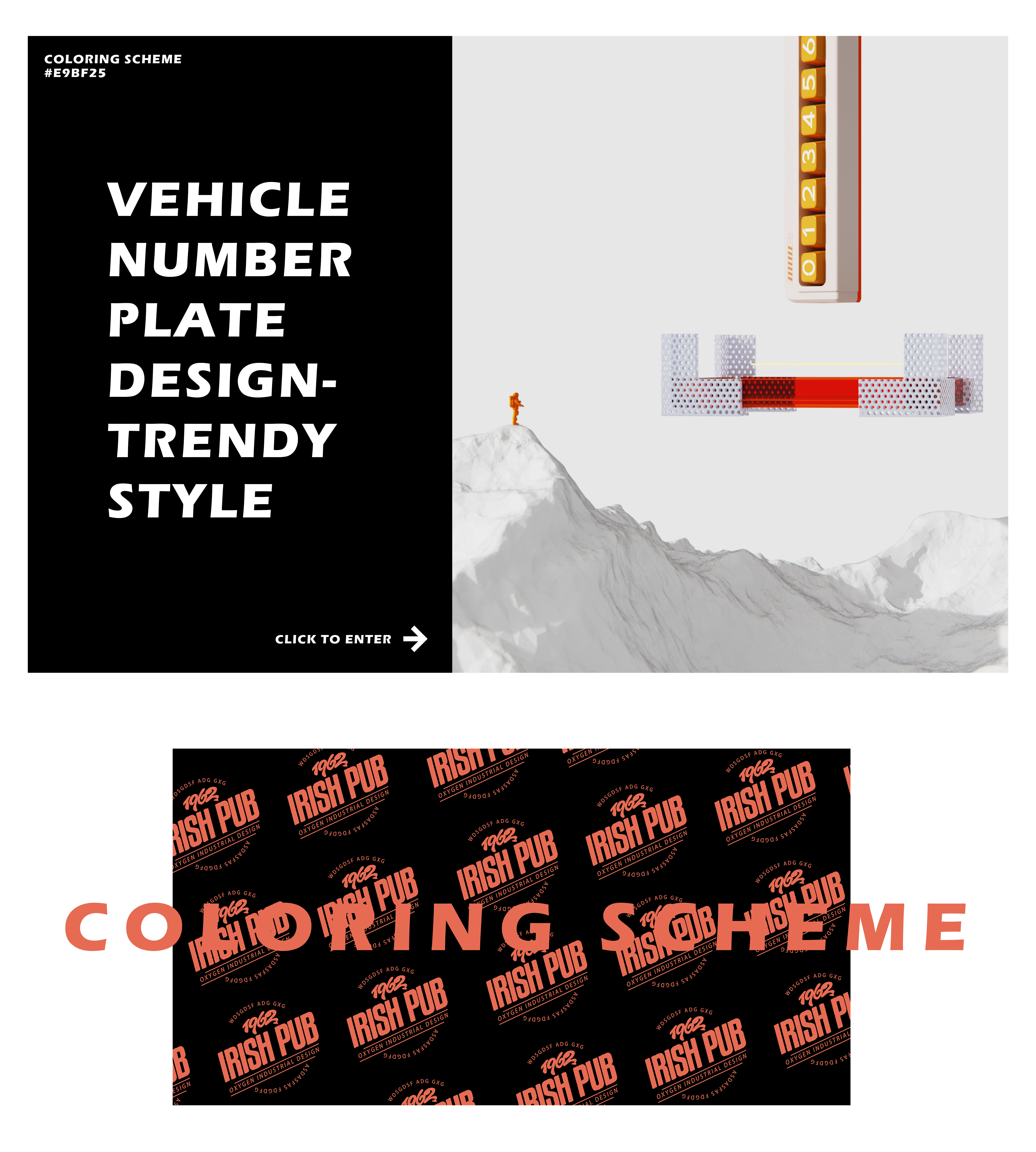 Parking number plate，Number plate，Render，Typesetting，Oxygen design，A Bai，