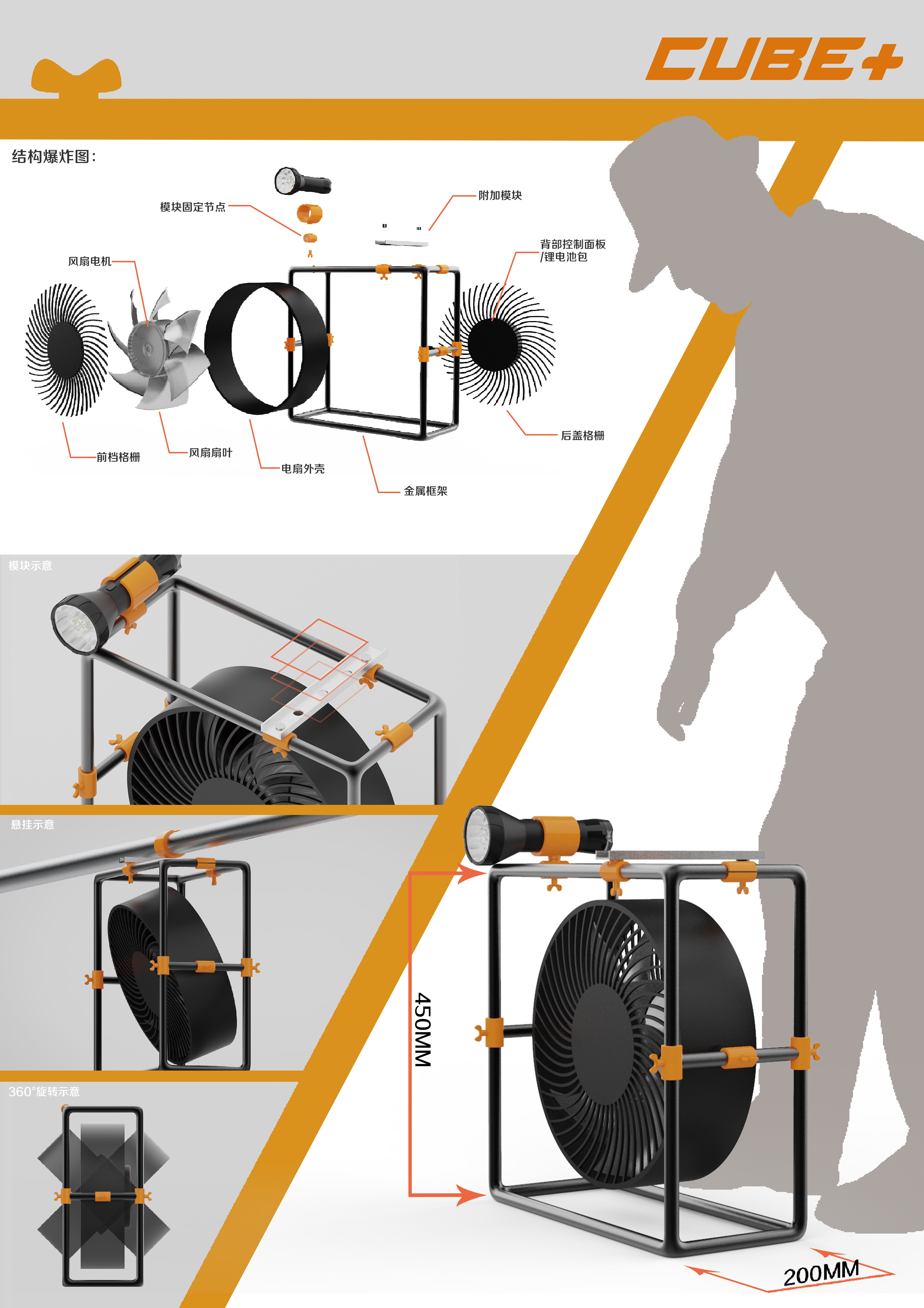 Site fan，Lithium electric fan，Cube，Multifunctional fan，Node modularization，Fan，Fan design，