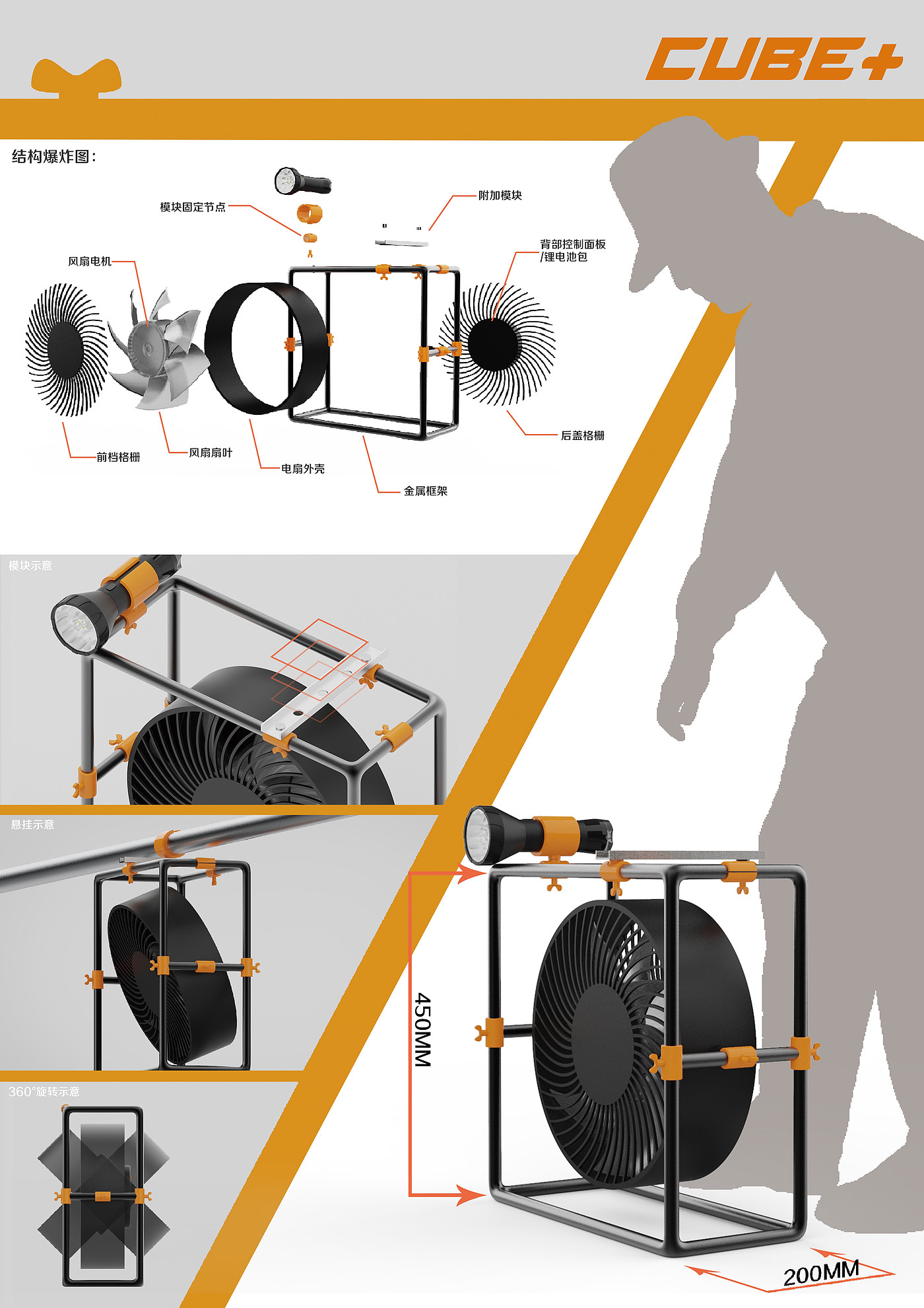 Site fan，Lithium electric fan，Cube，Multifunctional fan，Node modularization，Fan，Fan design，