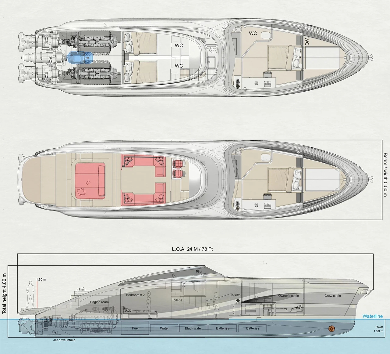yacht，transparent，deck，