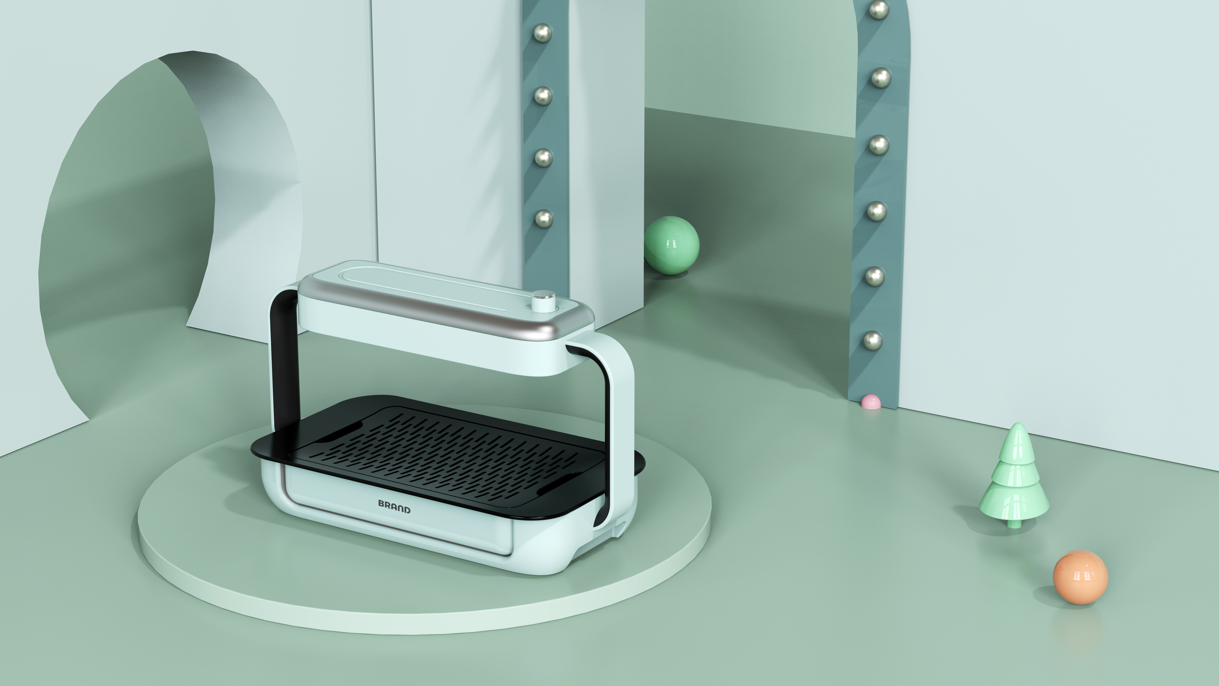 Mini, light oven, barbecue, delicious food，