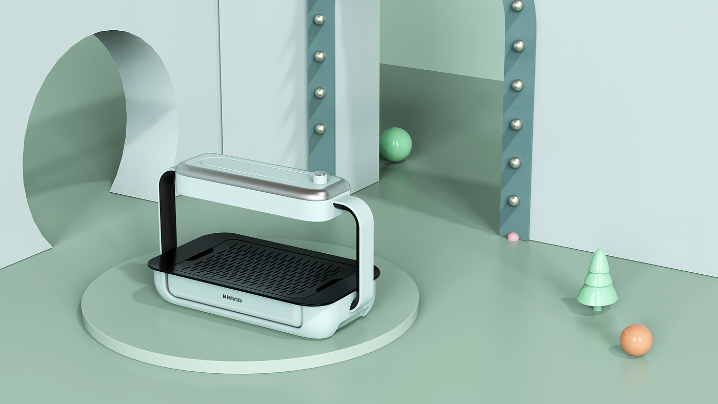 Mini, light oven, barbecue, delicious food，