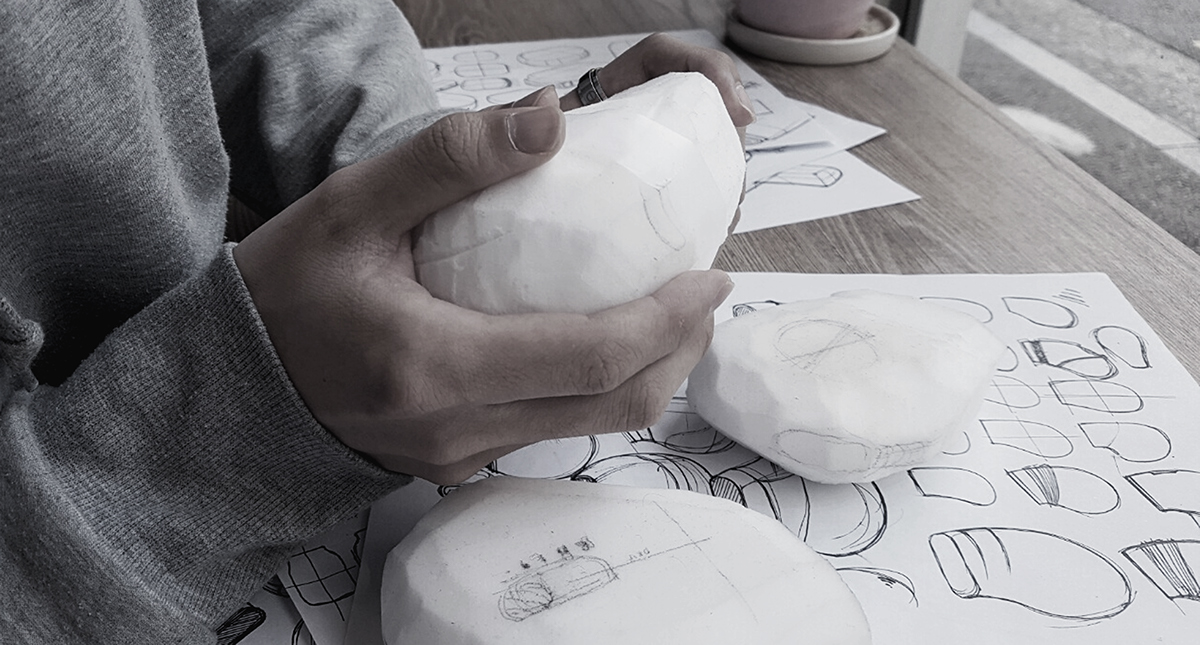 pebble，portable，hair drier，concept，Hand drawn，