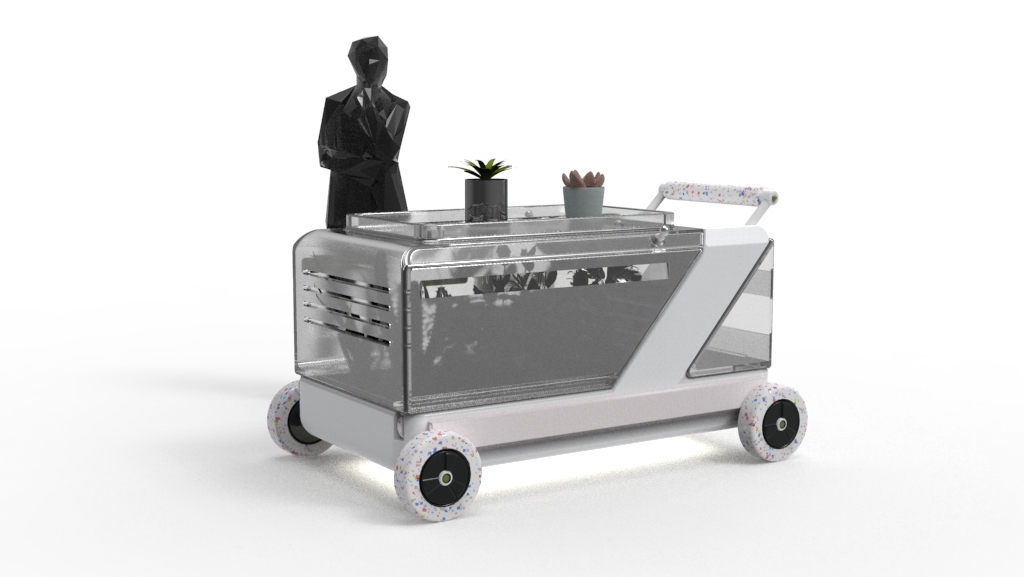 Set up a stall，Potted plants，Trolley，