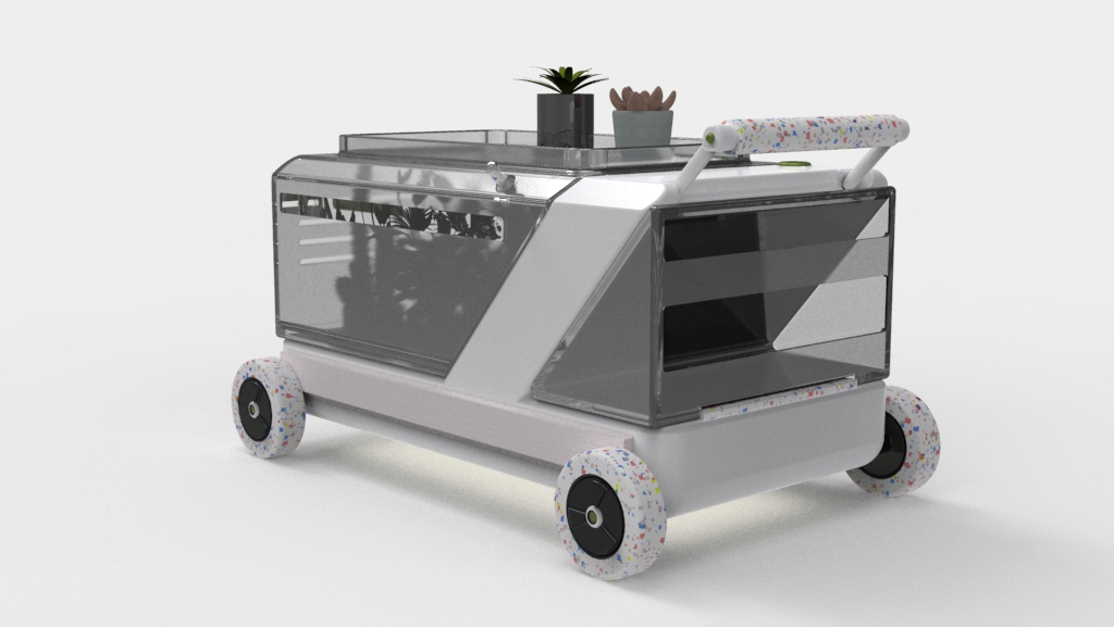 Set up a stall，Potted plants，Trolley，