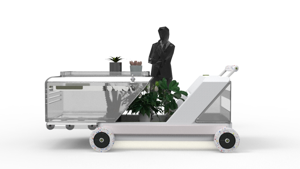 Set up a stall，Potted plants，Trolley，