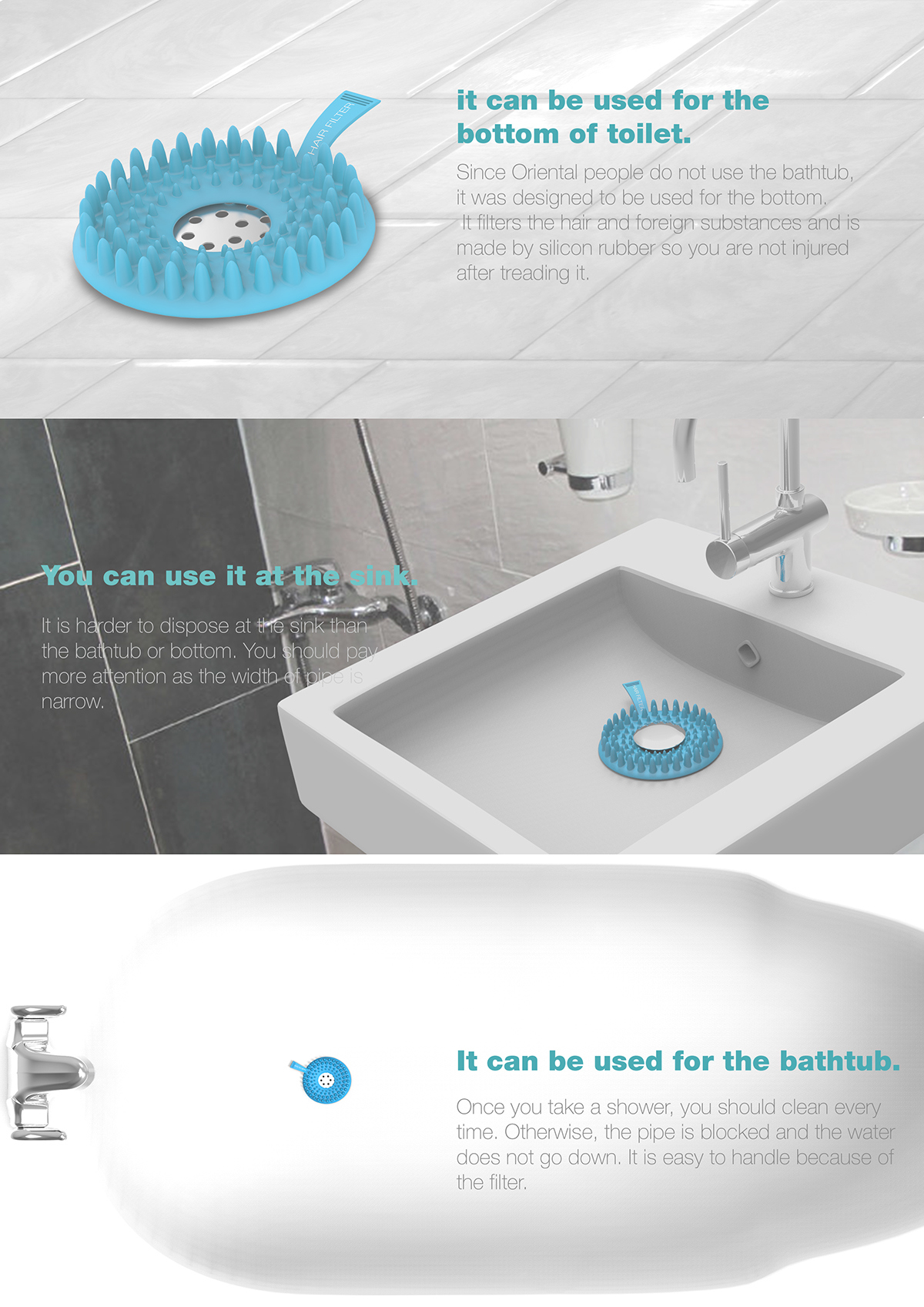 kitchen and toilet，hair，clean，rubber，