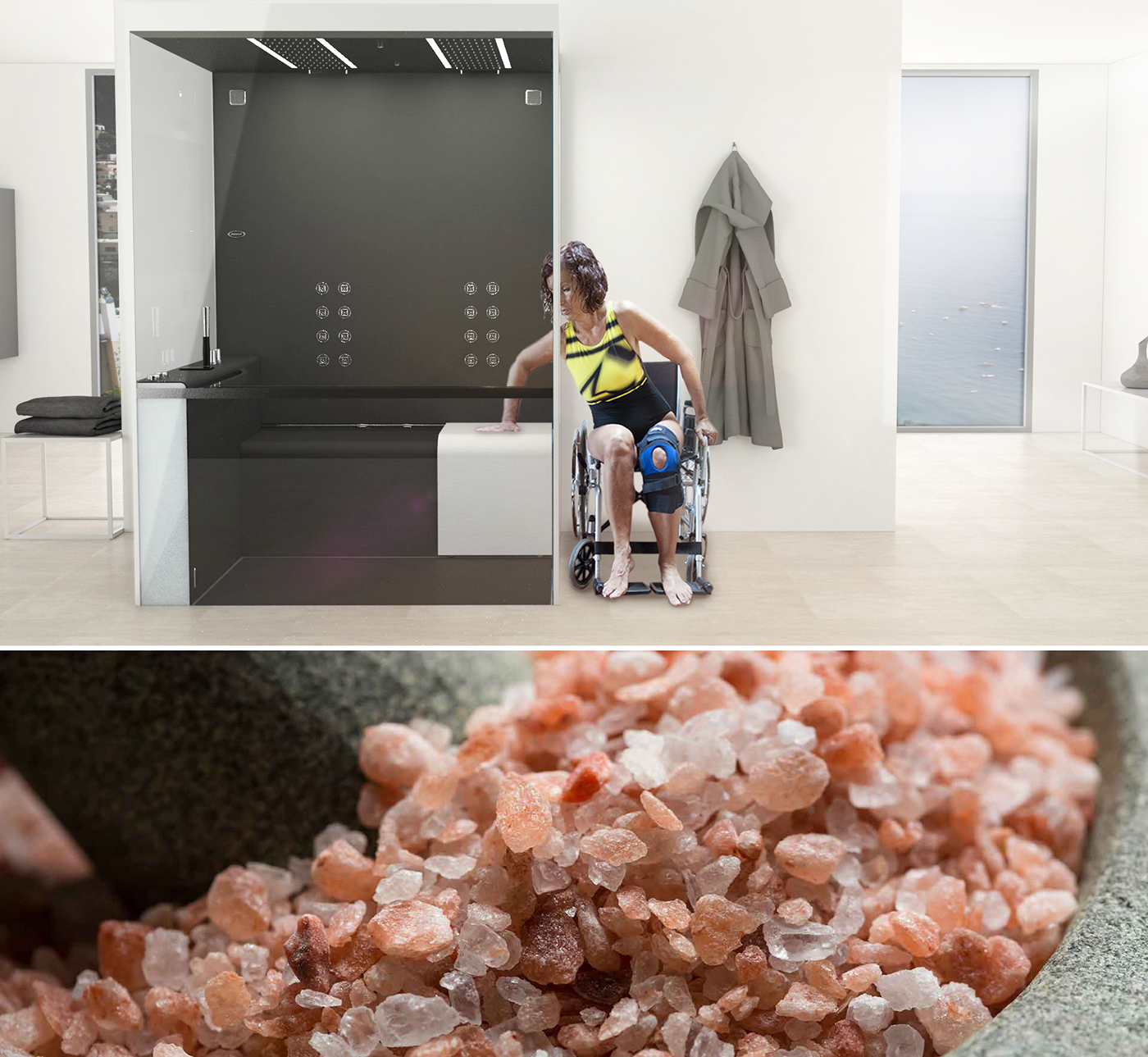 Himalayan salt therapy，sensor，circulating water，bathroom，