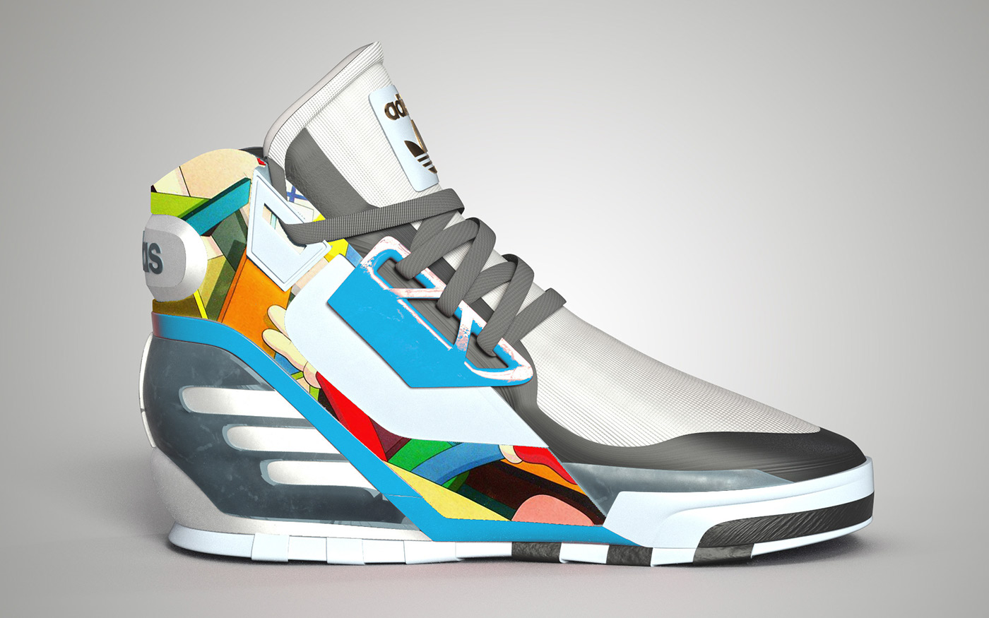 adidas，motion，shoes，Hand drawn，modeling，Render，