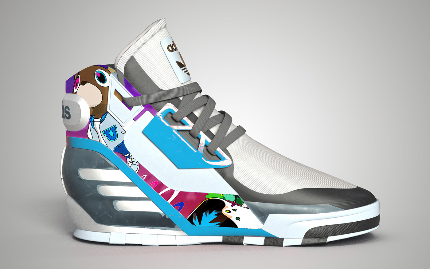 adidas，motion，shoes，Hand drawn，modeling，Render，