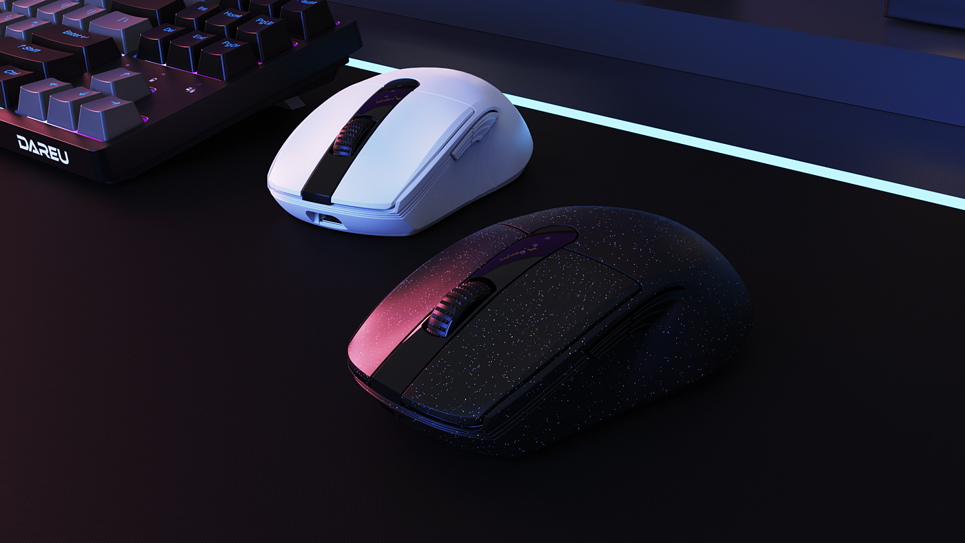 Daryou，mouse，starry sky，High end game mouse，Fast charging，Three mode，Starry sky black，Bright moon white，