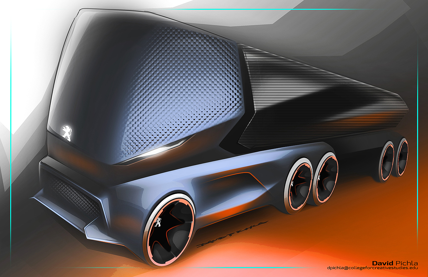 ps，Hand drawn，vehicle，Future sense of Technology，David Pichla，