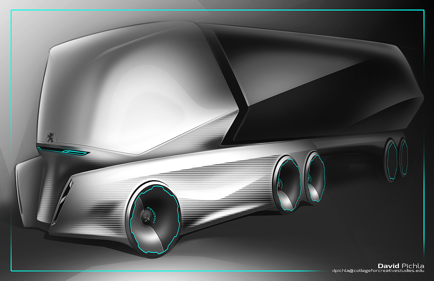 ps，Hand drawn，vehicle，Future sense of Technology，David Pichla，
