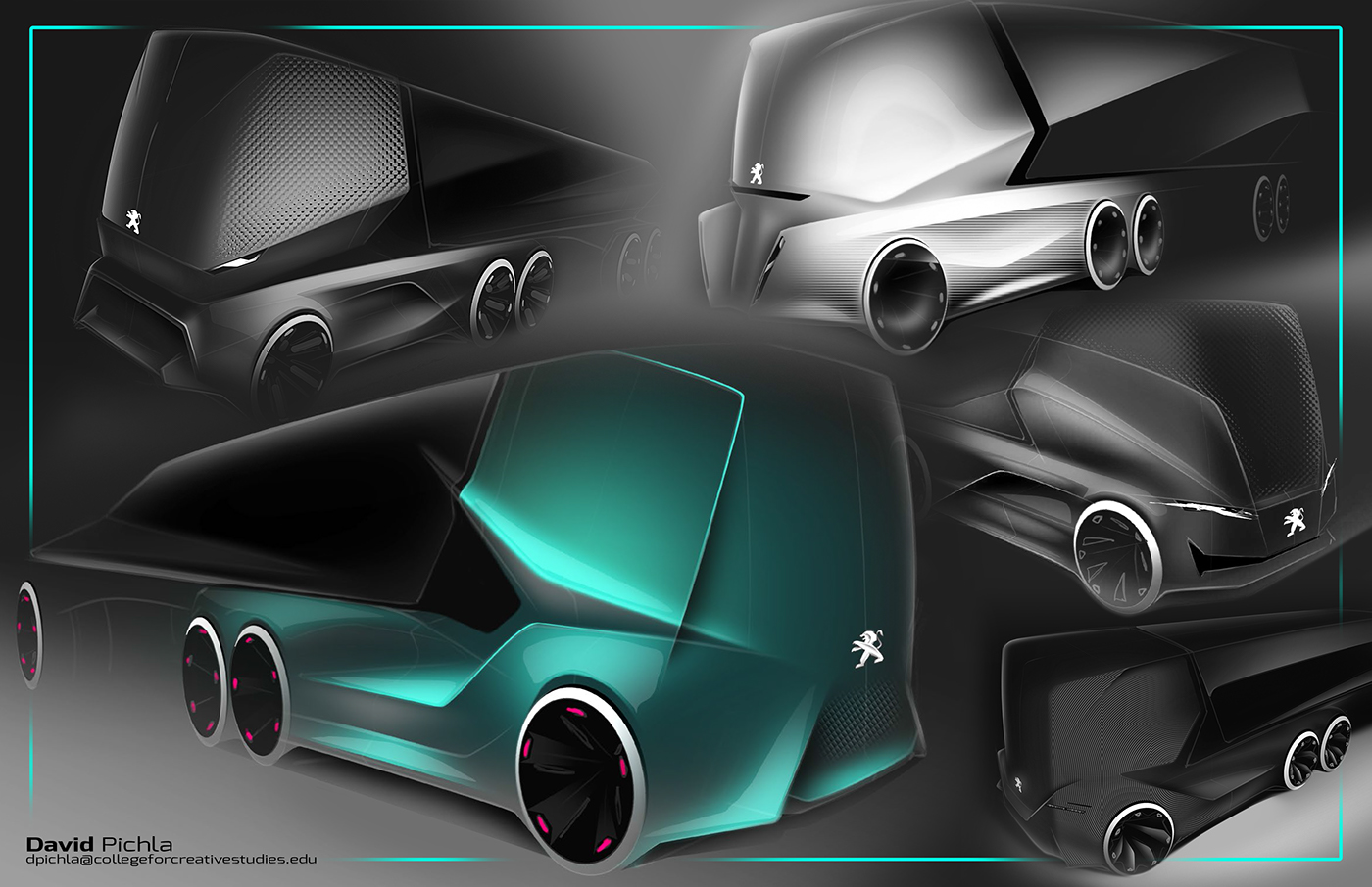 ps，Hand drawn，vehicle，Future sense of Technology，David Pichla，