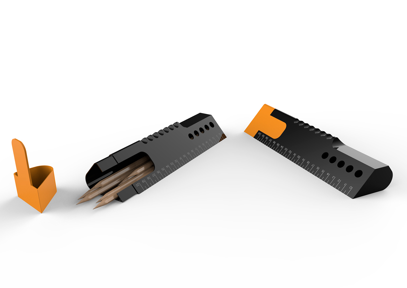 ruler，pen container，storage box，Trough，